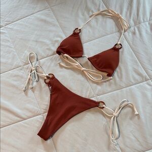 ZAFUL Rust and Cream Bikini Set